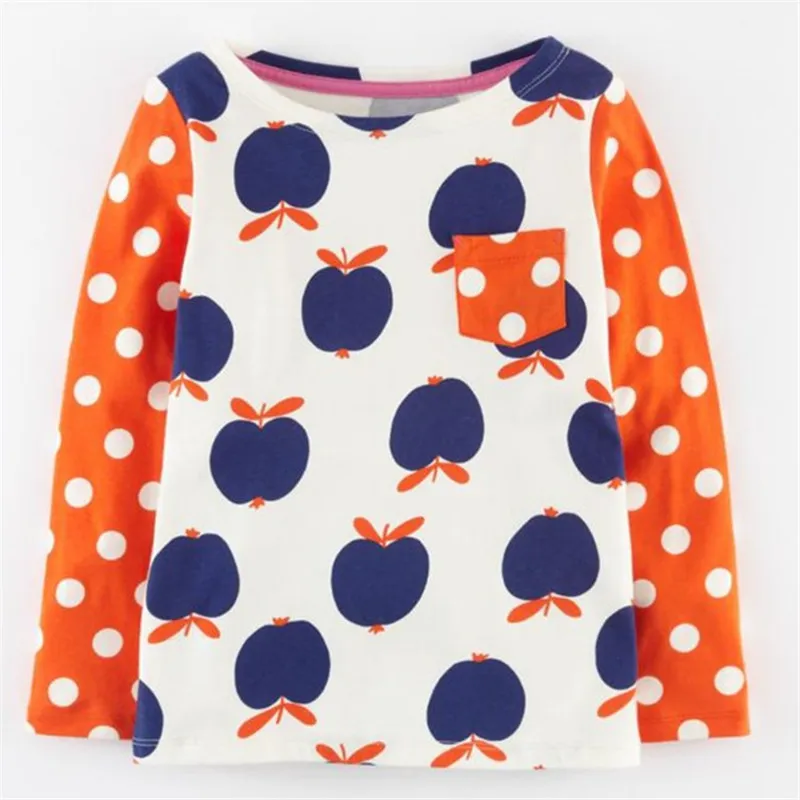

Baby girls cute cartoon t shirts with printed some cartoon apples kids long sleeve spring autumn t shirt top girls clothes