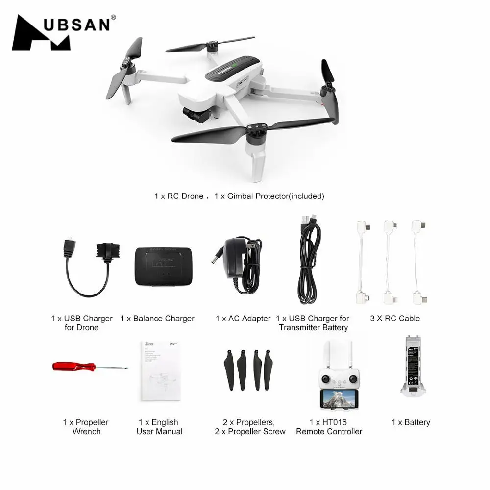 

Original Hubsan H117S Zino GPS 5.8G 1KM FPV RC Drone Quadcopter With 4K UHD Camera 3-Axis Gimbal UAV- RTF Panoramic Filming