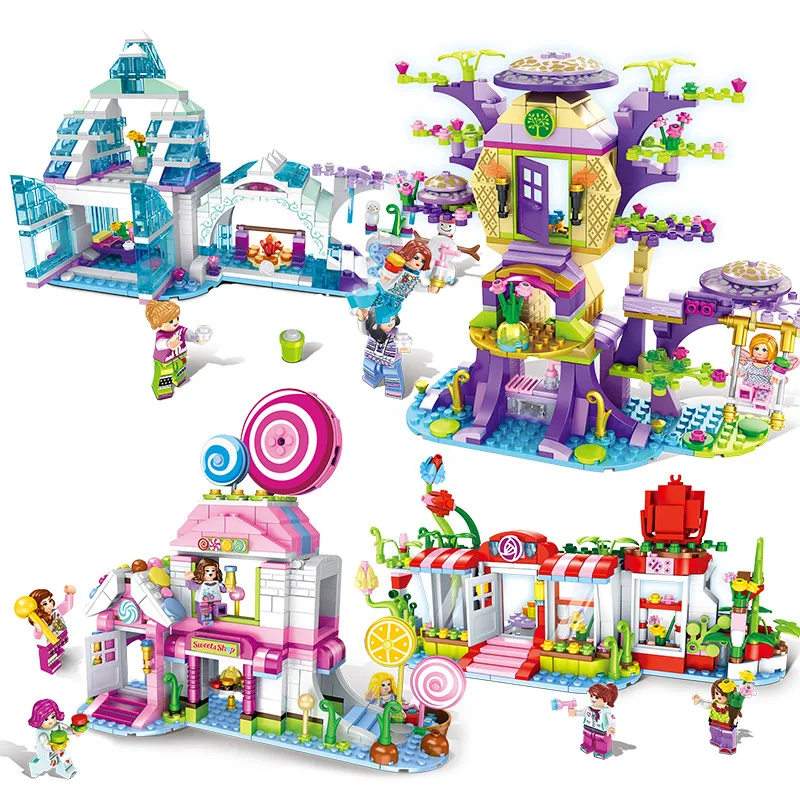 

Girl series Flower dream snow house mini snowman Candy house Building Blocks For Children gifts compatible legoings friends