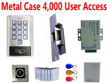 

Metal Case Pin code+ RFID 4,000 users 125KHz ID card standalone reader access control machine electro strike lock, power supply