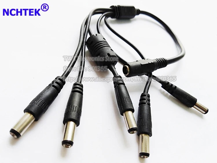 

NCHTEK DC 5.5x2.1mm 1 Female To 5 Male Power Splitter Adapter Cable with Magnetic Ring For CCTV Camera/Free Shipping/1PCS