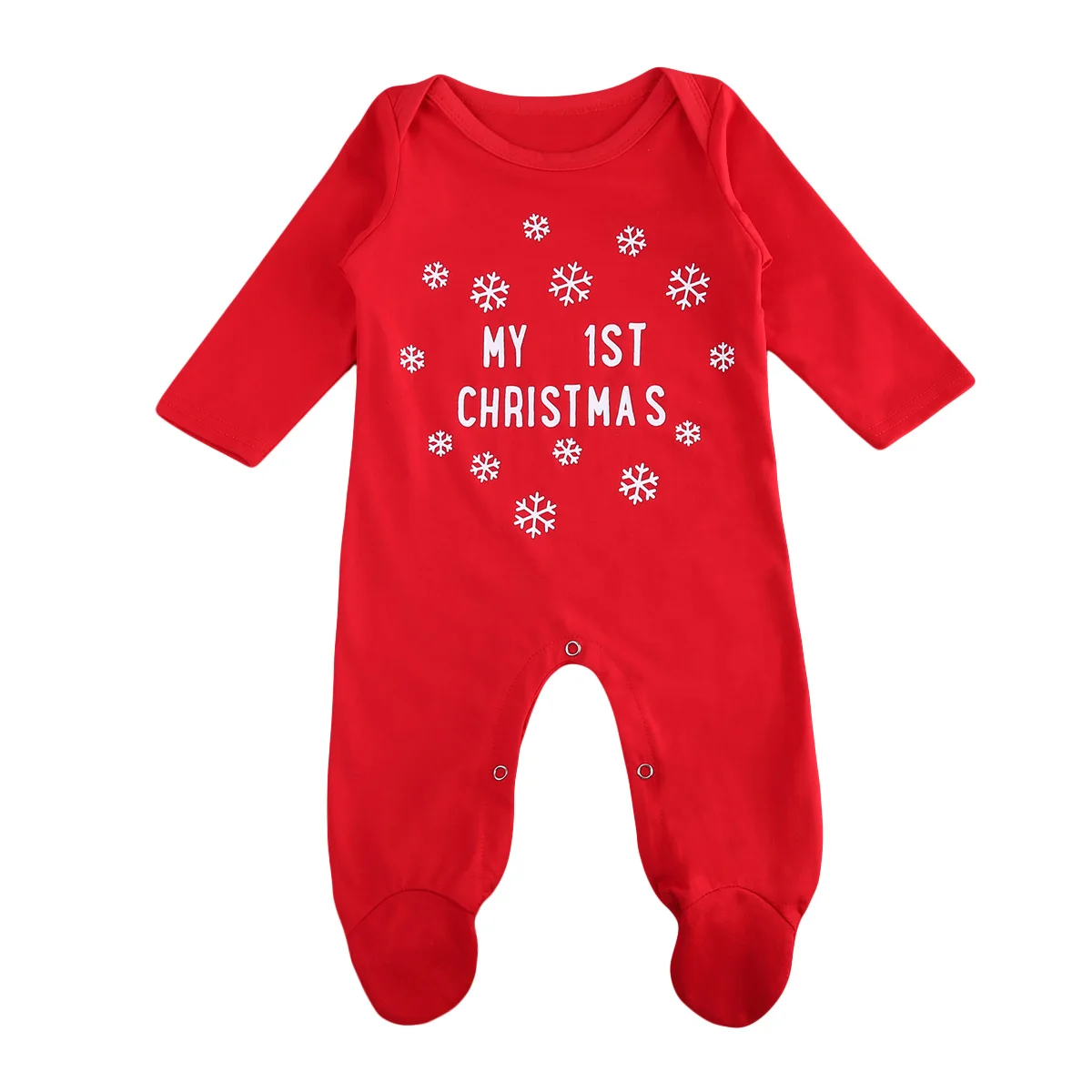 

2017 Newest Cute Newborn Baby Girls Boys Romper Red Christmas Snowflake Print Long Sleeve Romper Jumpsuit Clothes