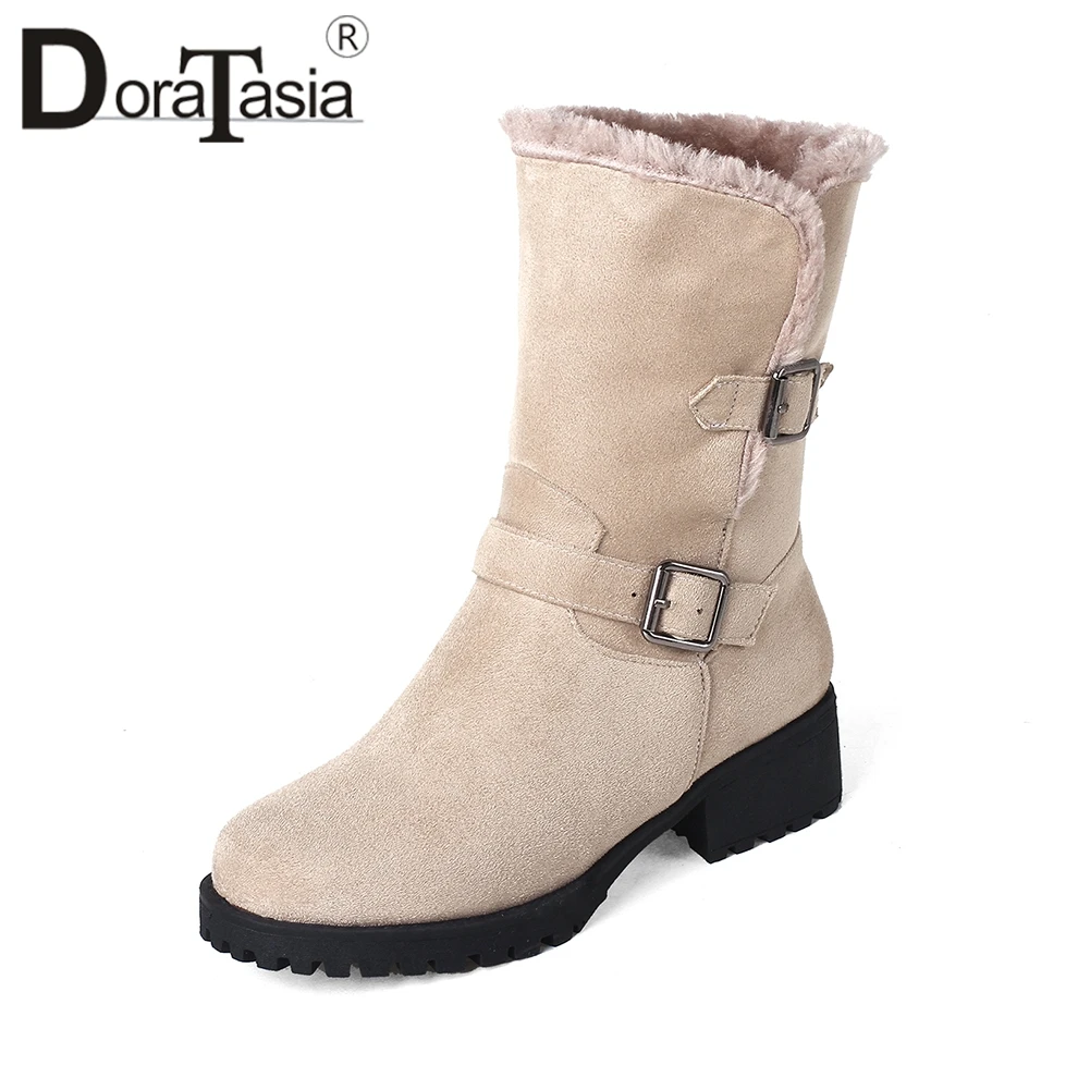 

DORATASIA 2019 New Big Size 33-44 High Top Warm Fur Snow Booties Women 2019 Winter non-slip Platform Shoes Woman Med Heels