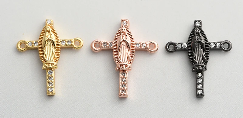 4 цвета золотой круглый крест шармы-соединители аксессуары для женщин и мужчин материал для ожерелья, браслета христианских ювелирных изделий