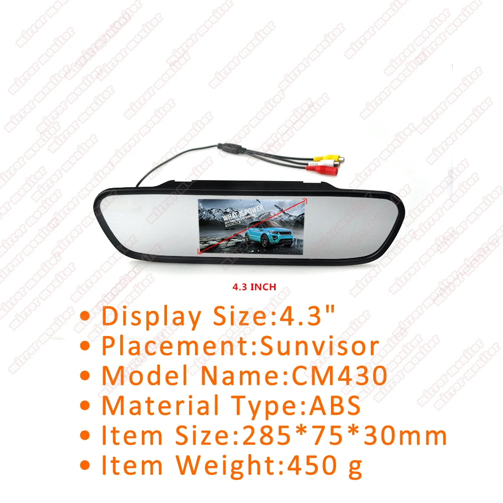 9. hot sell HD Car Reverse Monitor 4.3 inch 169 Color TFT LCD Car