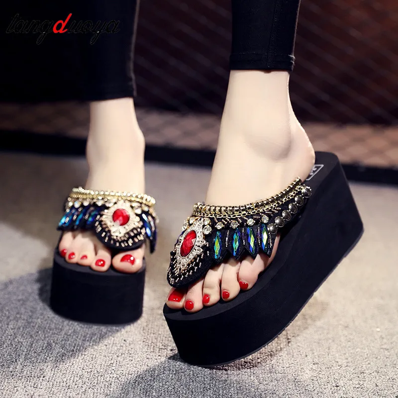 womens rhinestone flip flops