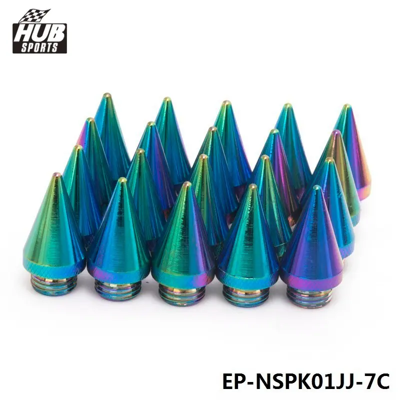 20PCS Neochrome Aluminum Extened Tuner Spikes For Wheels Rims Lug Nuts Jdm Racing HU-NSPK01JJ-7C