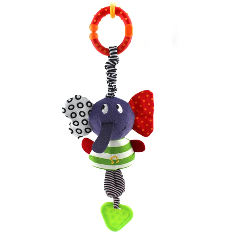 

1pc Baby Rattle Elephant Crib Teether Ring Bell Toy Soft Plush Bed Hanging Animal Newborn Infant Early Educational Doll