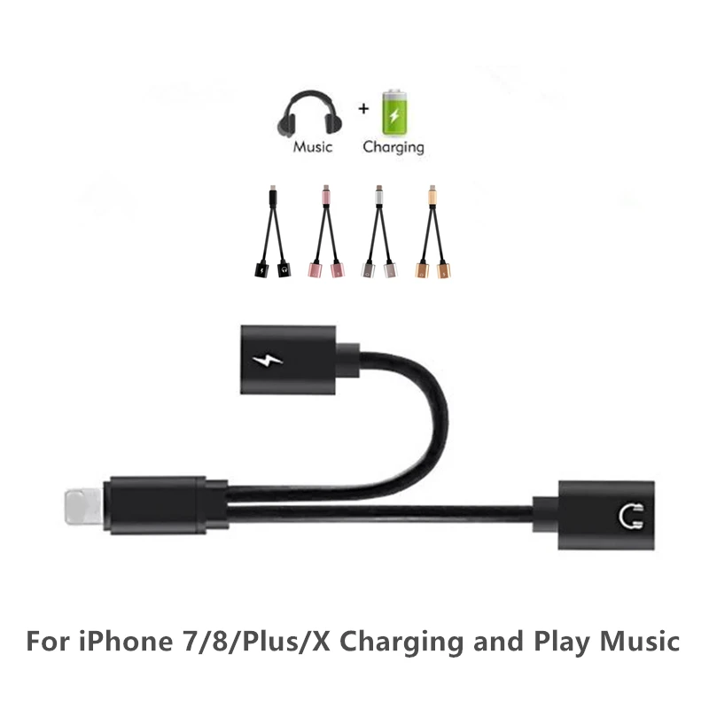 Goedkoop Voor iPhone 7 Plus 2 in 1 Hoofdtelefoon Adapter Voor iPhone X 7 8 Plus Telefoon Oplaadkabel Audio Opladen Adapter Splitter kabels