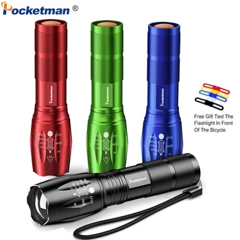 

4 Colors LED Flashlight Powerful LED Torch linterna T6 Torch with 5 Modes Zoom Flashlight with 18650 Battery Charger