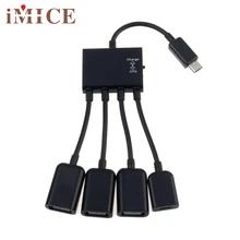 Черный 4 порта микро зарядное устройство черз порт USB OTG концентратор кабель для смартфона стол jn5 24