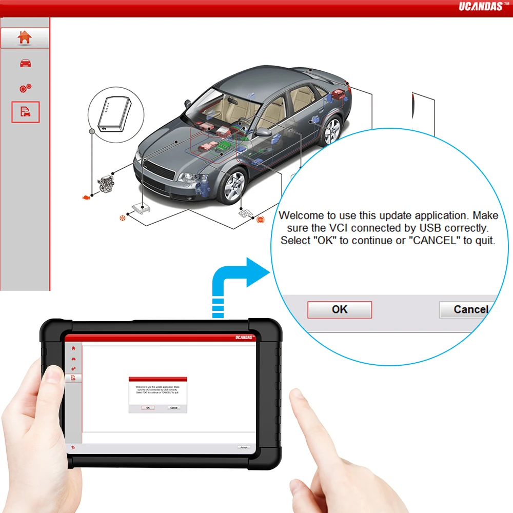 UCANDAS VDM Wifi OBD2 Автомобильный сканер полная система авто диагностический инструмент Многоязычный сканер с 11 дюймовым Windows планшетом