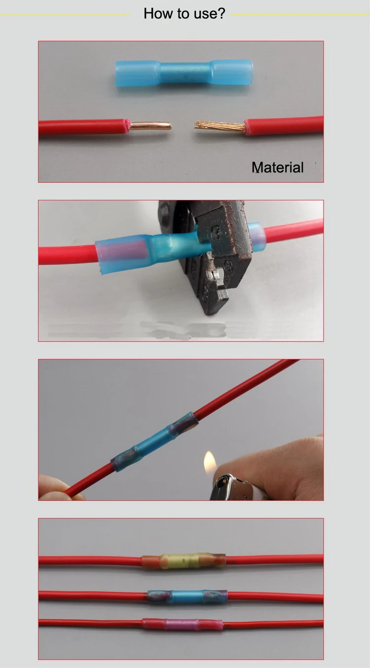 200 шт. термоплавкий клей внутри водонепроницаемый 4 размера смешанные BHT0.5/1,25/2/5/PE термоусадочные стыковые обжимные клеммы Разъемы