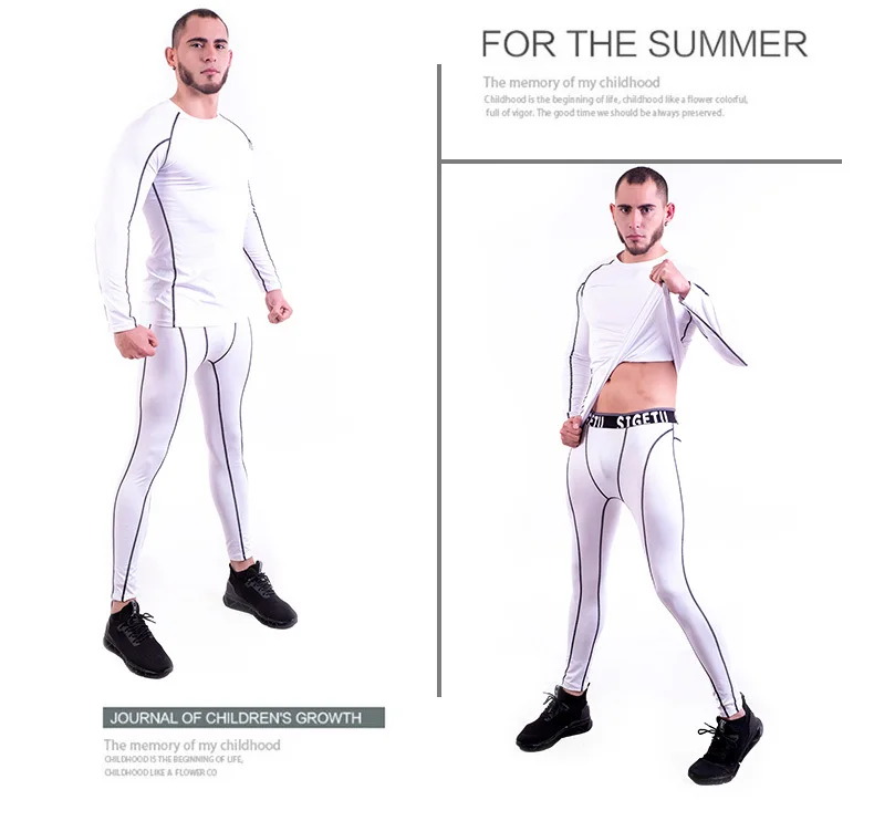 Man Compression Sports Suit Quick drying Perspiration Fitness Training MMA Kit rashguard Male Sportswear Jogging Running Clothes (13)