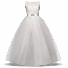 Высококачественное платье с цветочным узором для девочек на свадебную вечеринку одежда подружки невесты платья принцессы, белые тюлевые вечерние платья для девочек-подростков от 5 до 14 лет