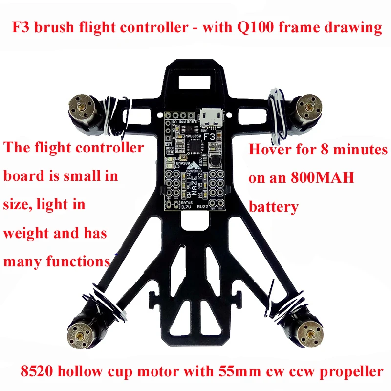 1 шт. 1S F3 FC полый стакан щетка Полетный контроллер плата w барометр для Q100 рама 8520 мотор 55 мм Пропеллер RC Запчасти для квадрокоптера