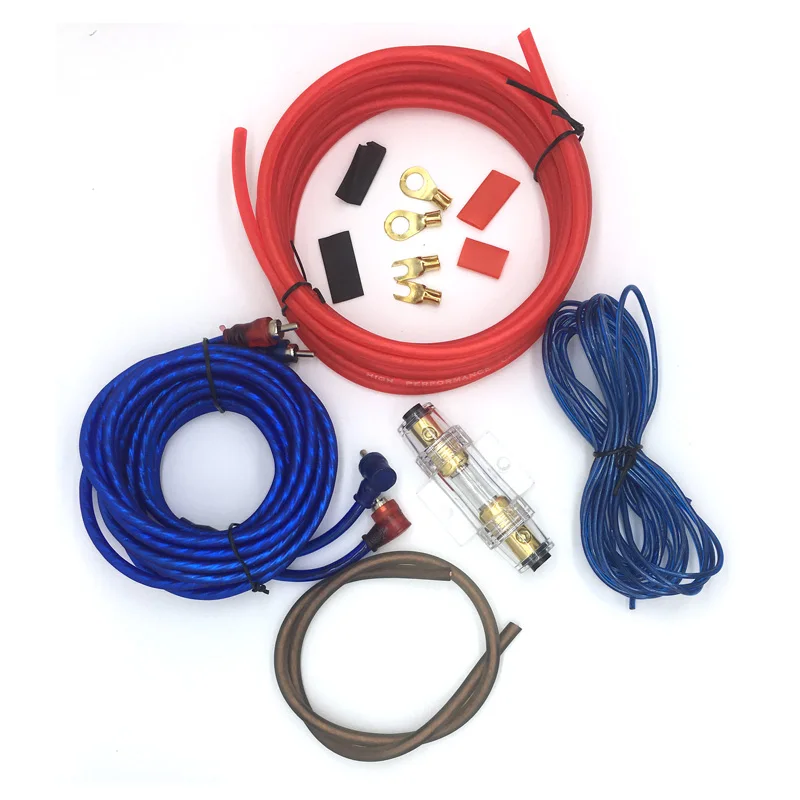 4.5m 8GA Car Audio Wire RCA Amplifier Subwoofer Cable Speaker Wire Power Cable Fuse Holder
