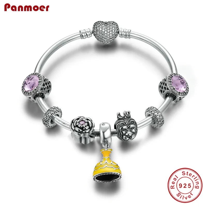 

Europe S925 sterling silver charm bracelet fashion high-end sterling silver jewelry beauty and beast DIY bangl Pulseira Feminina