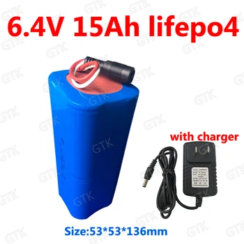 

6V 15AH Lifepo4 battery 6.4V 15AH lithium BMS for Children toy car UPS Motorcycle Level Explosion-proof lights fishing + charger