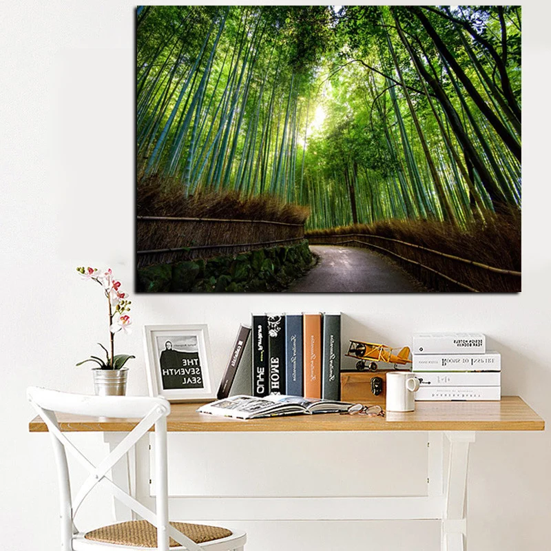 Big Size Modern Landscape Canvas Painting Kyoto Japan Bamboo Forest Mountain Paths HD Print Wall Art Living Room Cuadros Decor (3)