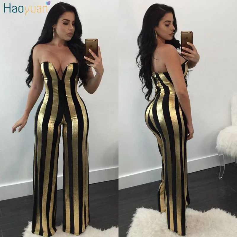 Женский комбинезон с открытыми плечами в полоску|striped romper women jumpsuit|leg jumpsuitwide leg