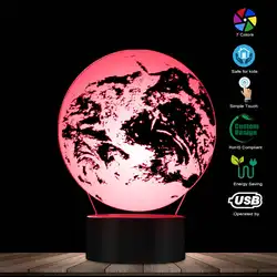 1 шт. 3D эффект земли 3D иллюзия ночник настольная лампа круглая лампа Карта мира настроение свет прикроватная настольная лампа декоративное