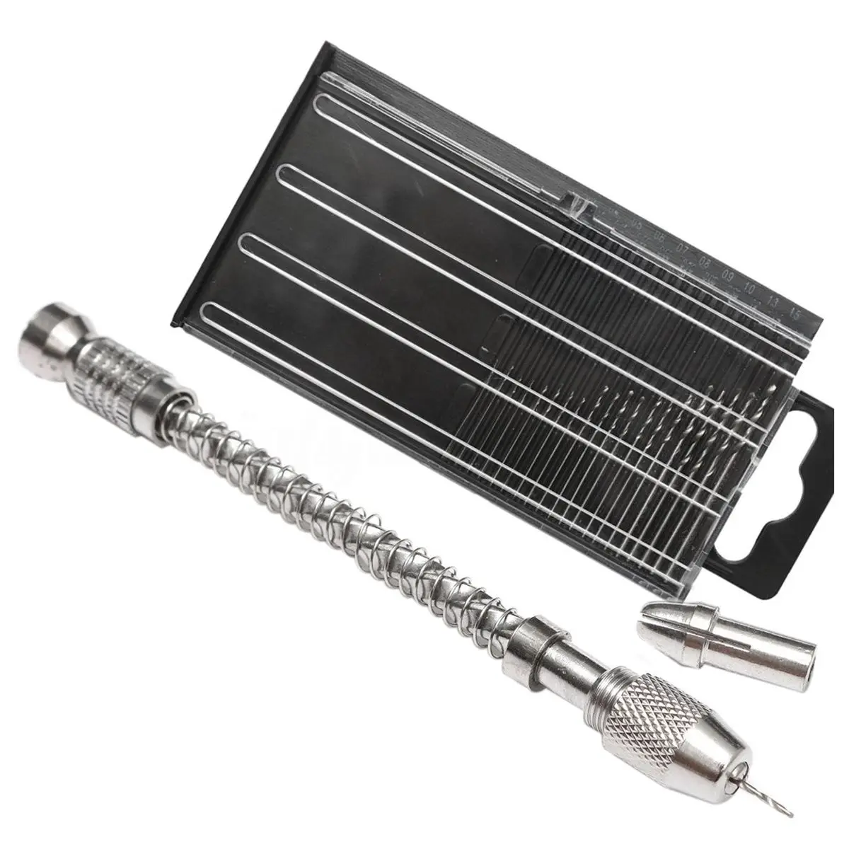 

EWS-21pcs Pin Vise Hand Spiral Drill Mini Micro-Drill Bits Set Index Semi-automatic