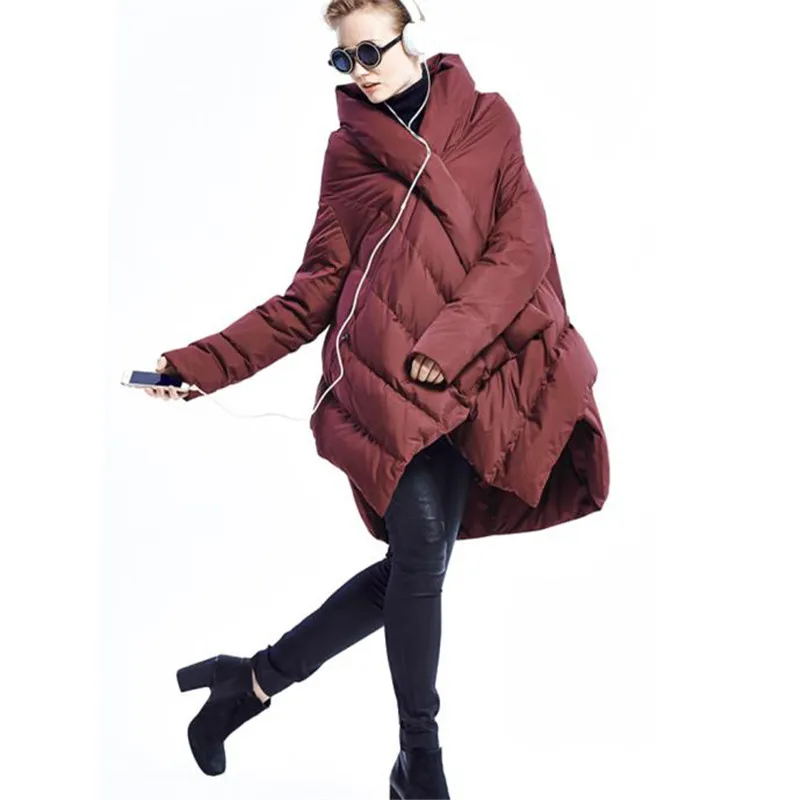 Asymétrique Canard Manteau Taille Lâche Mode Long Chaud bourgogne Blanc Noir Parkas Outwear Sf1070 Femmes Grande De Hiver Duvet Femme Veste vnqFI886