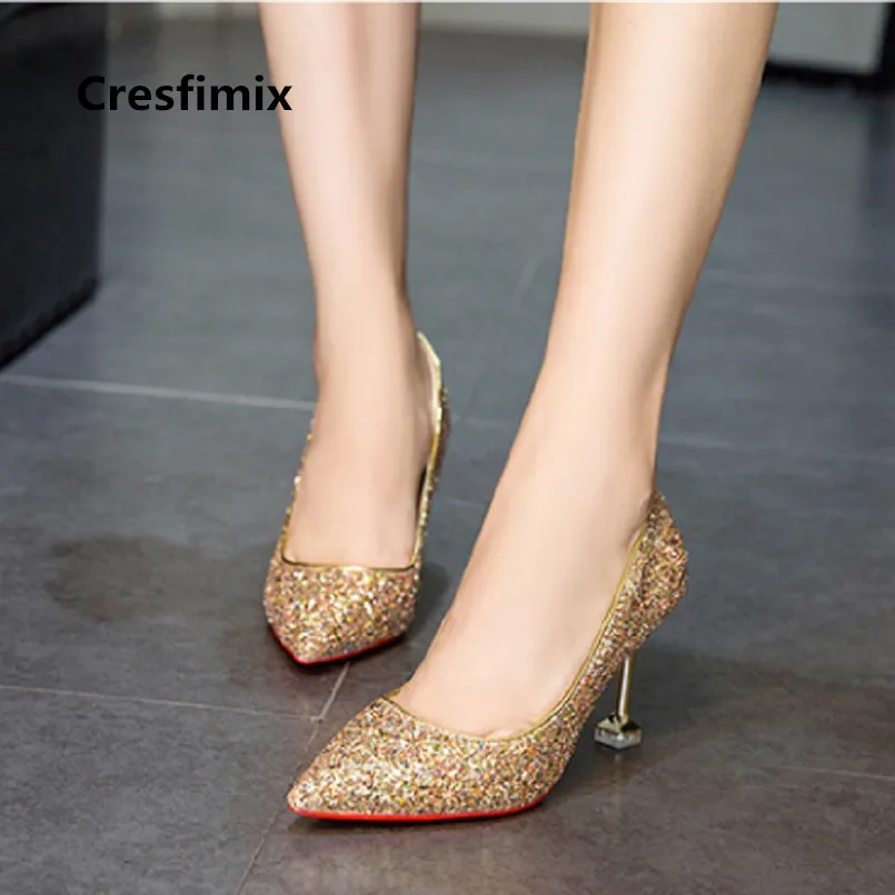 

Tacones Altos Women Cute & Sexy Party Golden High Heel Shoes Female Casual Silver High Heel Shoes Bridal Wedding Shoes E2984