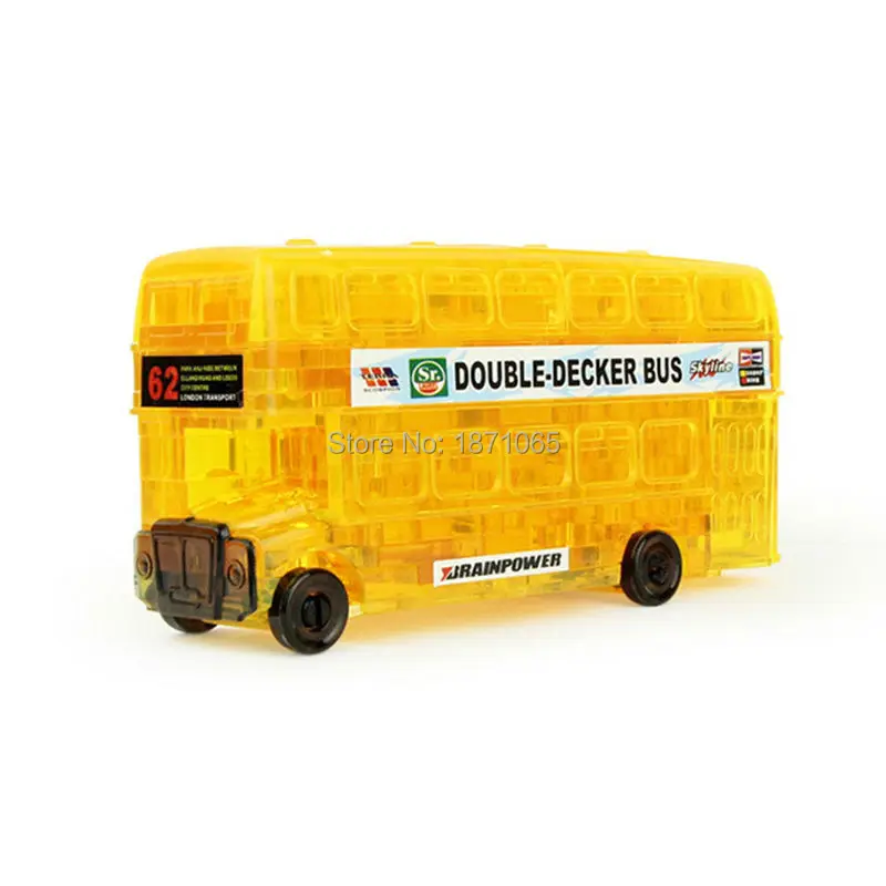 Fun 3D Crystal Puzzle For Children Mini DIY 54Pcs Double-Decker Bus Model Learning Educational Toys For Adult Christmas Gift 4