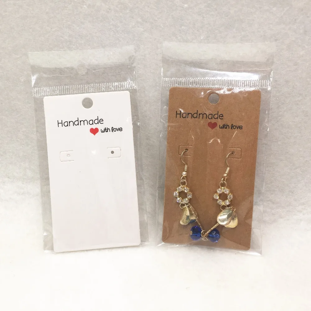 

200pcs New Arrivals Paper Earring Packaging Cards Handmade with Love Jewelry Earring Displays Card for handmade gift earring