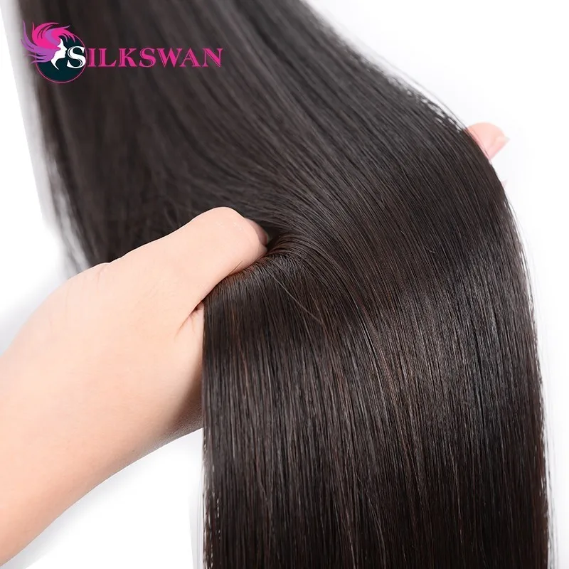 Silkswan Straight 10-30 Inch Human Hair Extensions 100% Remy Hair 30 32 34 36 38 40 42 50 Inch Brazilian Hair Weave Bundles