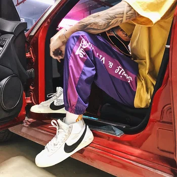 

High street Trousers Male Fashion Joggers Sweatpants Couple Wear Color Block Patchwork Harem Pants Men Hip Hop Casual Joggers