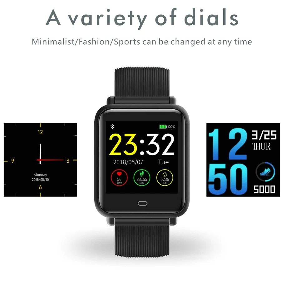 Focusmart 2019 Q9-TGF Smart Watch Multilingual Word Library Real-time Heart Rate Measurement Intelligent Reminder Smart Watch