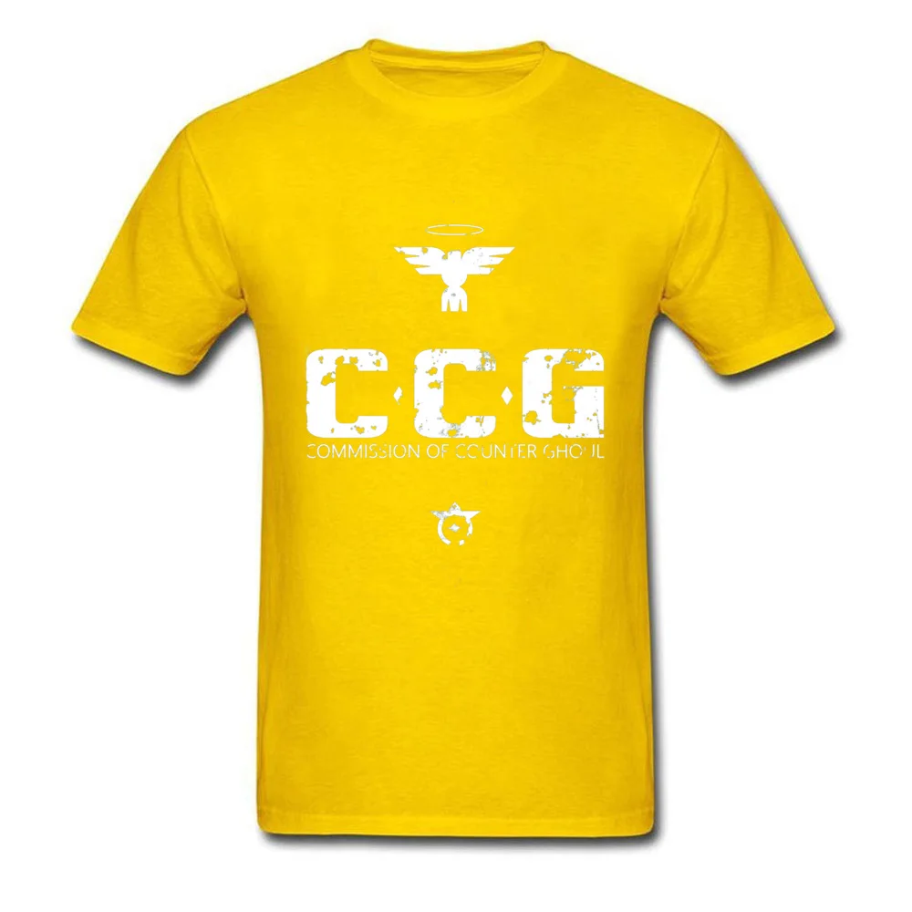 Commission of Counter Ghoul 18596 100% Cotton Tops Shirt for Men comfortable Tshirts Coupons Crew Neck Tees Short Sleeve Commission of Counter Ghoul 18596 yellow
