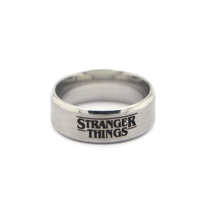 F130 Горячее предложение по ТВ шоу странные вещи кольцо серебряное модное кольцо ювелирные изделия черный цвет мужское кольцо подарки стиль подарки