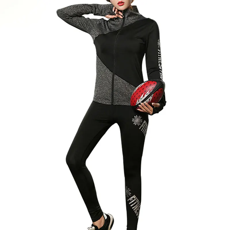 Buy 2 Pcs Set Women Sports Suit Fitness Yoga Set Jacket And Leggings Gym
