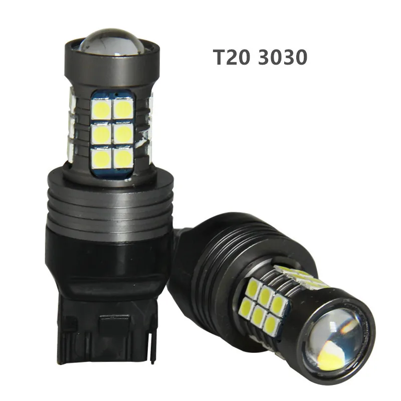 

2PCS T20 W21W Super Bright 3030-27SMD LED CANBUS NO ERROR Car Backup Reserve Lights Bulb Tail Lamps Xenon White DRL Turn Signals