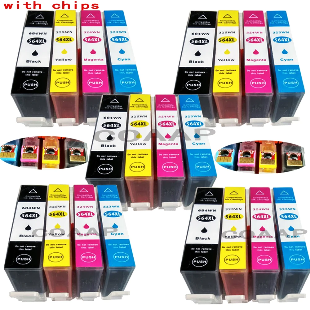 20 PK Compatible HP 564XL Replacement Ink Cartridge for Photosmart Plus