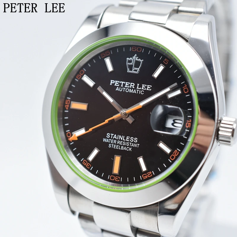 

PETER LEE Mens Watches Top Brand Luxury Male Clocks Full Steel Waterproof Automatic Mechanical Classic Business Mens Wristwatch