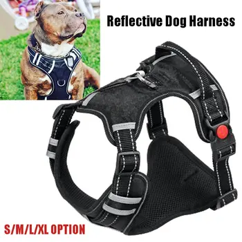 

4 Size Nylon Heavy Duty Dog Pet Harness Collar Soft Adjustable Padded Large Medium Small Dog Harnesses Vest Alaska Dogs Supplies