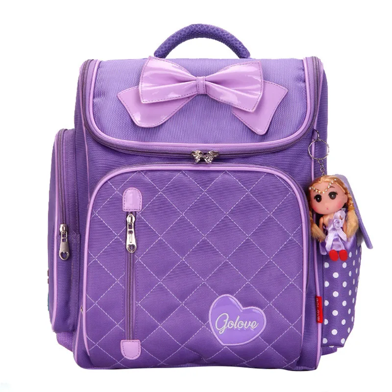 Модные ортопедические дышащие сумки для девочек, детские рюкзаки для девочек, школьные сумки для девочек 1-4 класса, Mochila - Цвет: purple