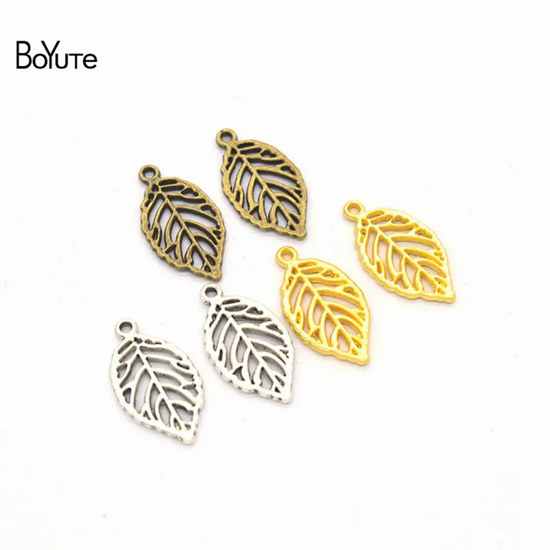 BoYuTe (50 PiecesLot) Metal Alloy 2715MM Hollow Out Leaf Pendant Charms Diy Hand Made Jewelry Accessories Wholesale (1)