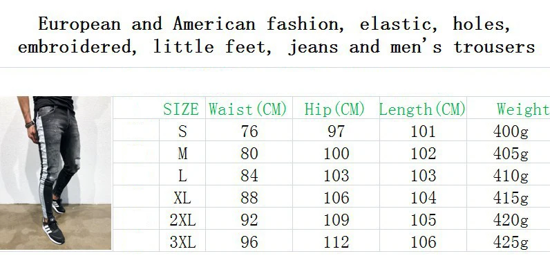 Рваные джинсы для мужчин 2019 модные Молодежные с белыми боковыми эластичными ногами джинсовые обтягивающие мужские джинсы новые летние