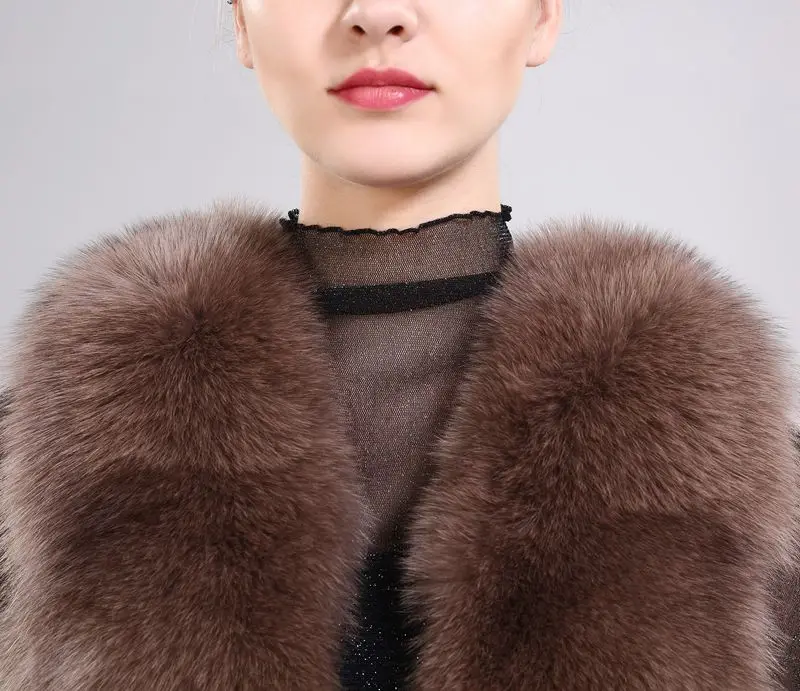 Perfect New arrival lady natural fox fur vest real fur waistcoat thick warm fashion medium long jacket 7