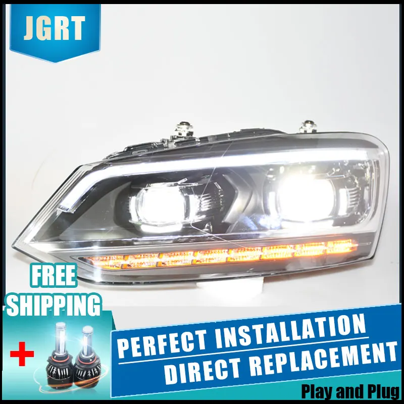  2PCS LED Headlights For VW Polo 2011-2017 Car Led Lights Double Xenon Lens Car Accessories Daytime  - 32889567656