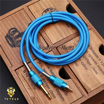 

Top Wool Knitted RCA Copper Tattoo Power Clip Cord Supply Light Blue - TCC08#