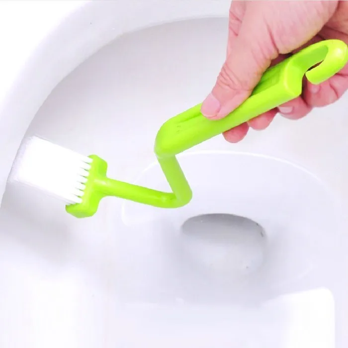 V Type Bending Toilet Brush Side Corner Cleaning Brush Bathroom