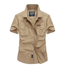 Мужская рубашка размера плюс S-4XL, мужские однотонные рубашки, брендовая рубашка в Военном Стиле, мужская рубашка с коротким рукавом, летняя одежда 7112