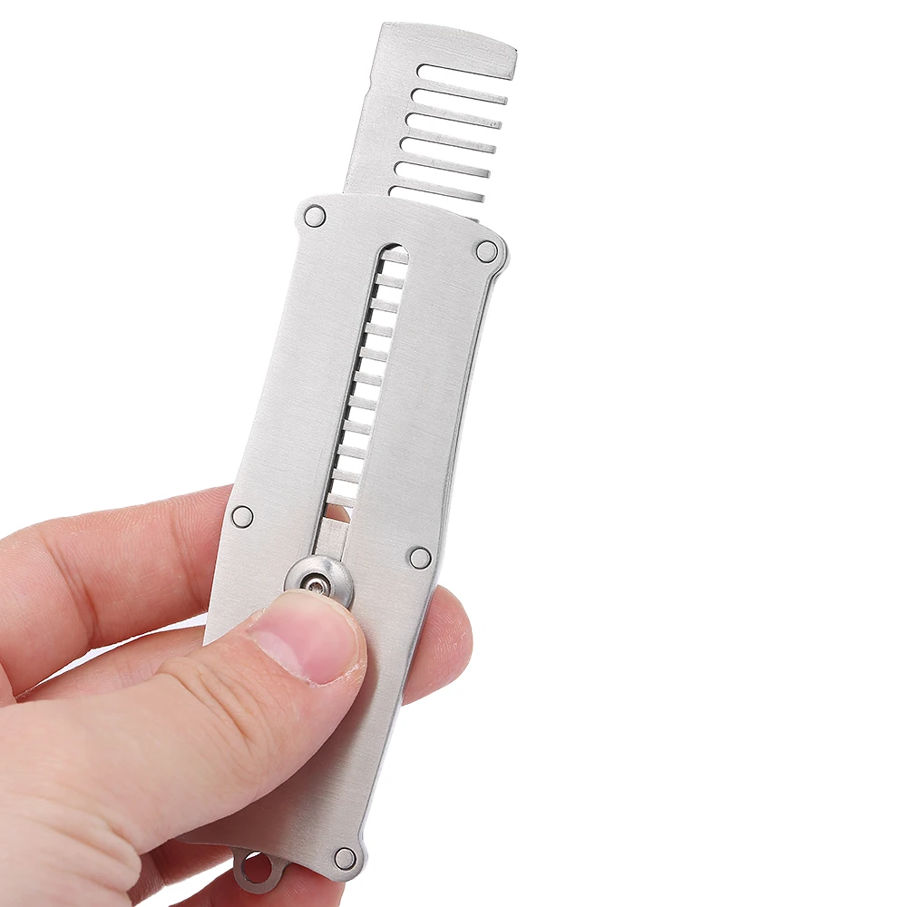 

Portable Men's Beard Comb Stainless Steel Telescopic Comb Mustache Shaving Brush Stainless Steel Pocket Comb Facial Hair Brush